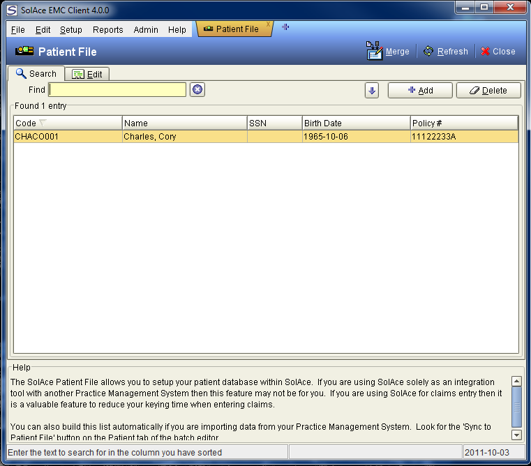 Setup Patients Setup Patients